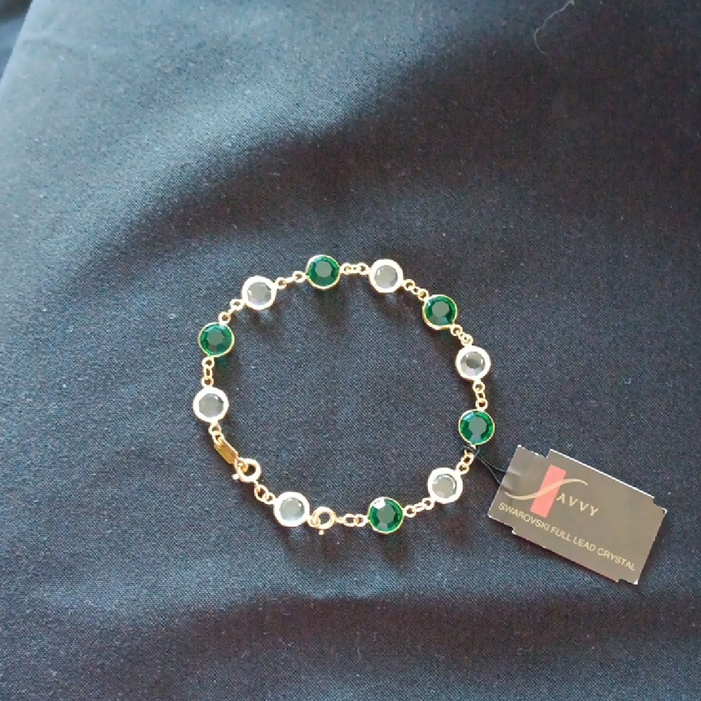 Swarovski Green and Gold Crystal Bracelet